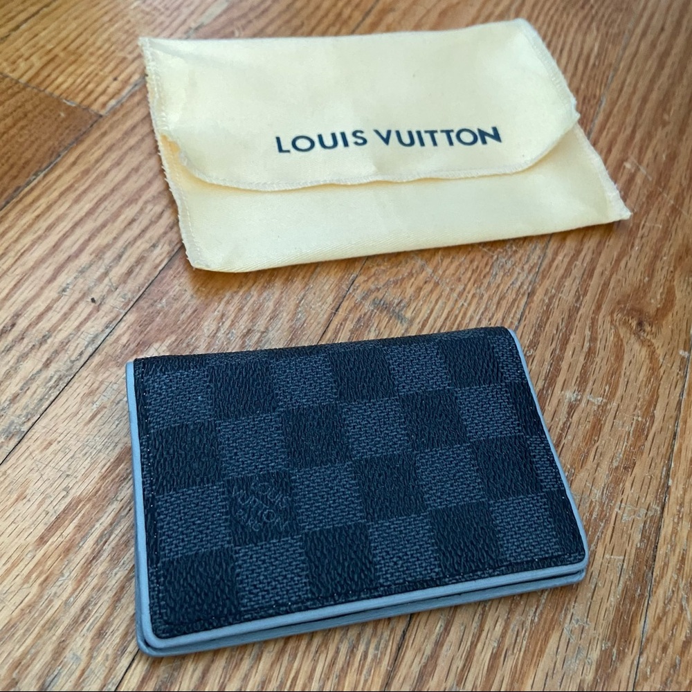 USED Louis Vuitton Black Damier Card Holder READ